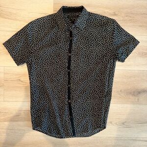 John Varvatos Navy and White Casual Button-Down Shirt